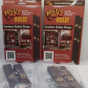 Quake Hold Furniture Straps Model 4162, Antique Brown 2-Pack, Made In USA